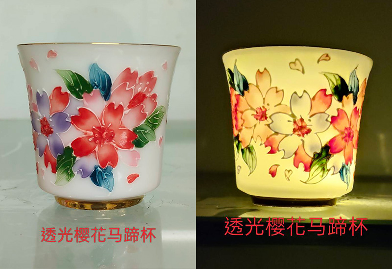 法華彩透光馬蹄杯（櫻花）